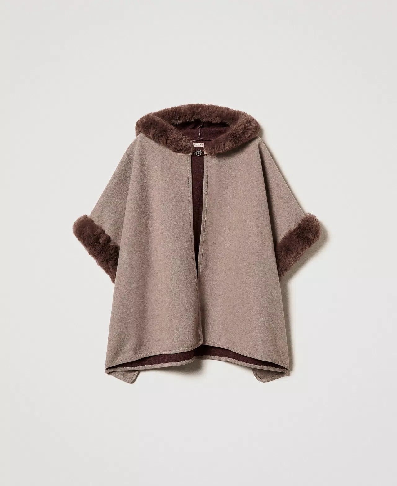 Poncho in panno e faux fur Twinset