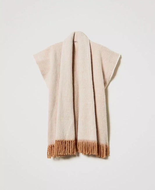 Poncho mélange con frange Twinset